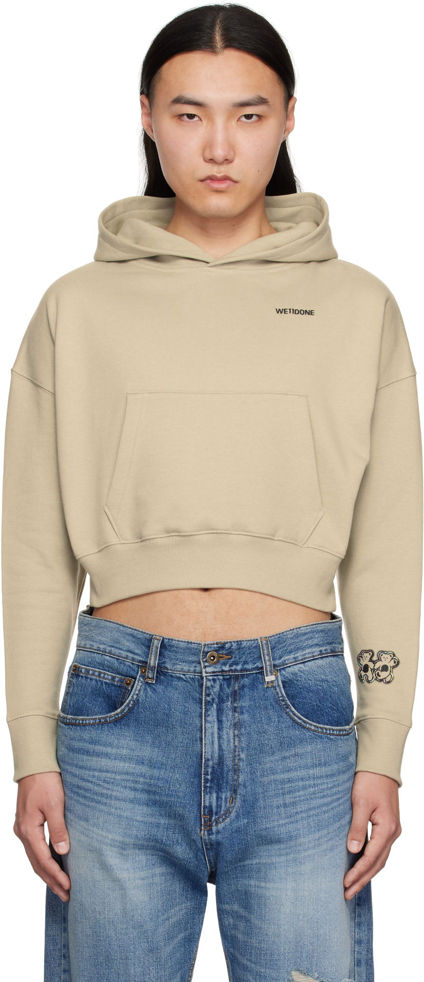 Dukserice We11done We11done Teddy Twins Cropped Hoodie Bež | WD-TH0-25-841-U-KK