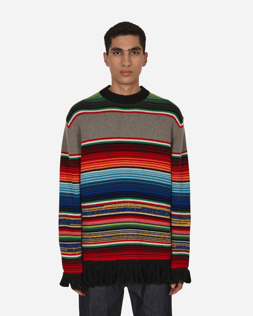 Džemper Junya Watanabe Fringe Striped Crewneck Sweater Višebojno | WJ-N009-W22  1
