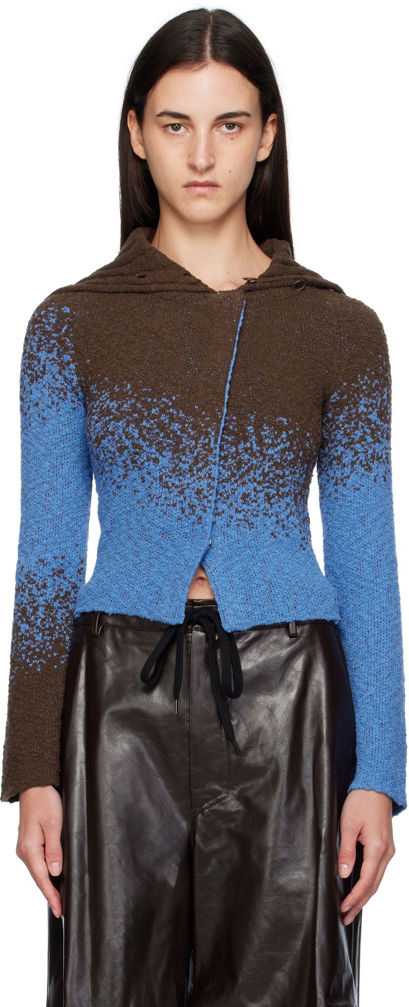 Džemper Andersson Bell Andersson Bell Flow Jacquard Knit Cropped Hoodie Plava | atb1358w
