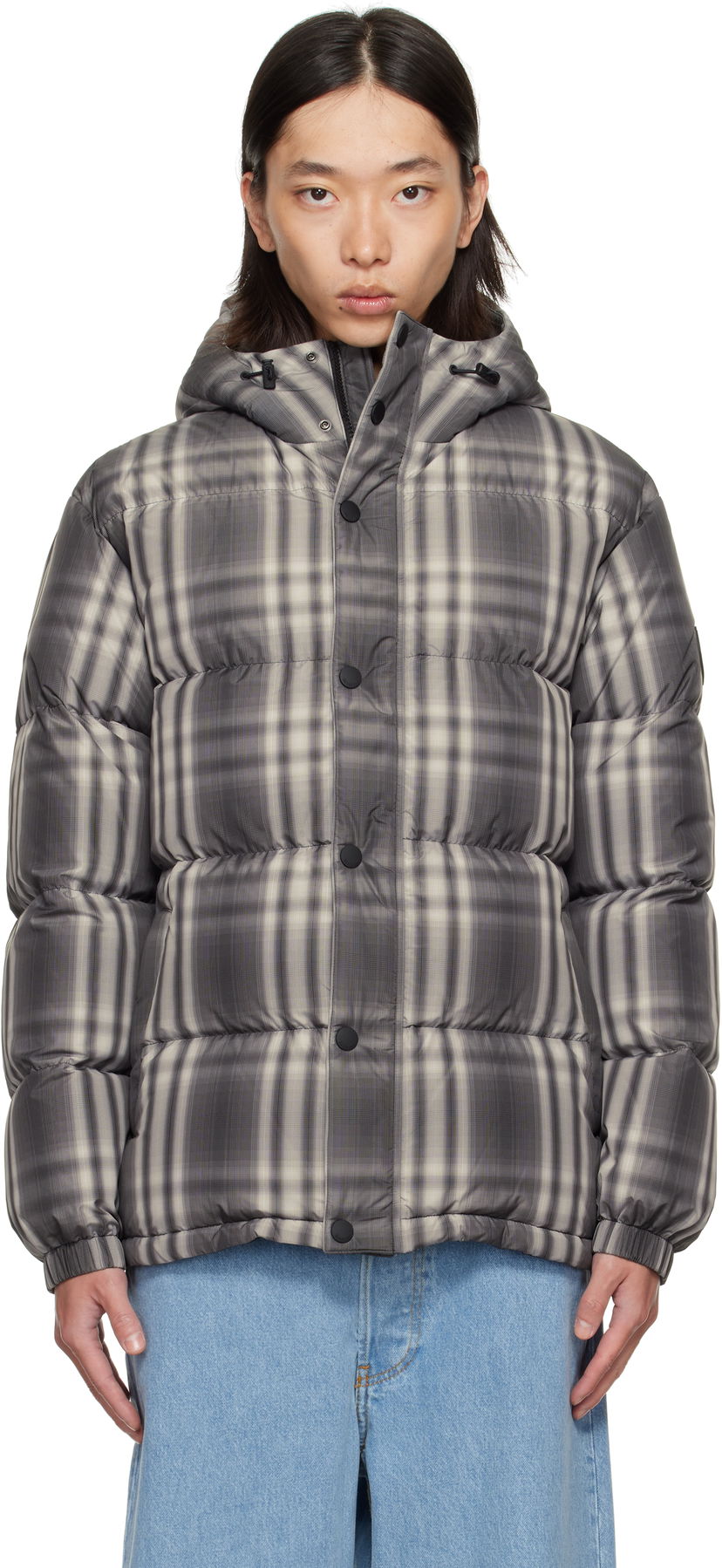 Pernata jakna Burberry Burberry Ombré Check Hooded Down Jacket Siva | 8113811