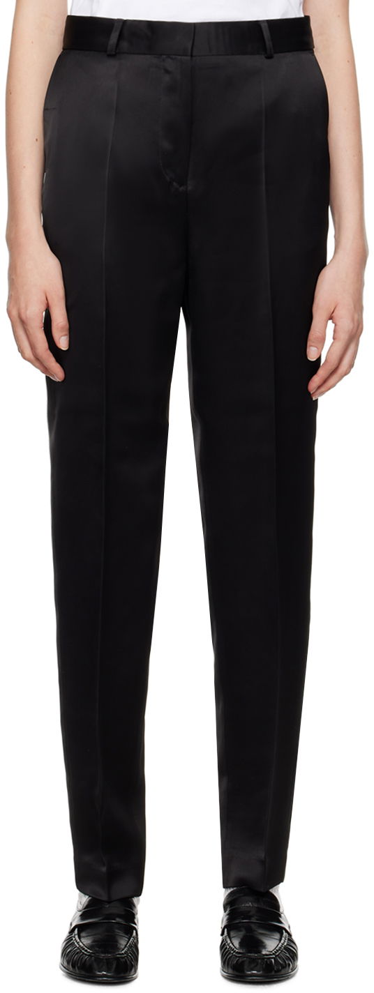 Hlače TOTEME Low-Waist Satin Trousers Crna | 244-WRB0228-FB0208