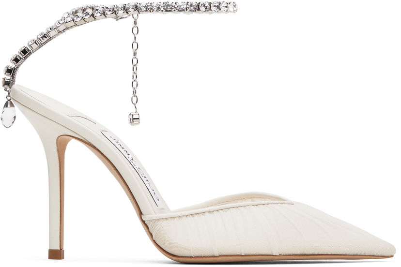 Tenisice i cipele Jimmy Choo Jimmy Choo Saeda 100 Crystal Embellished Mesh Heels Bijela | SAEDA 100