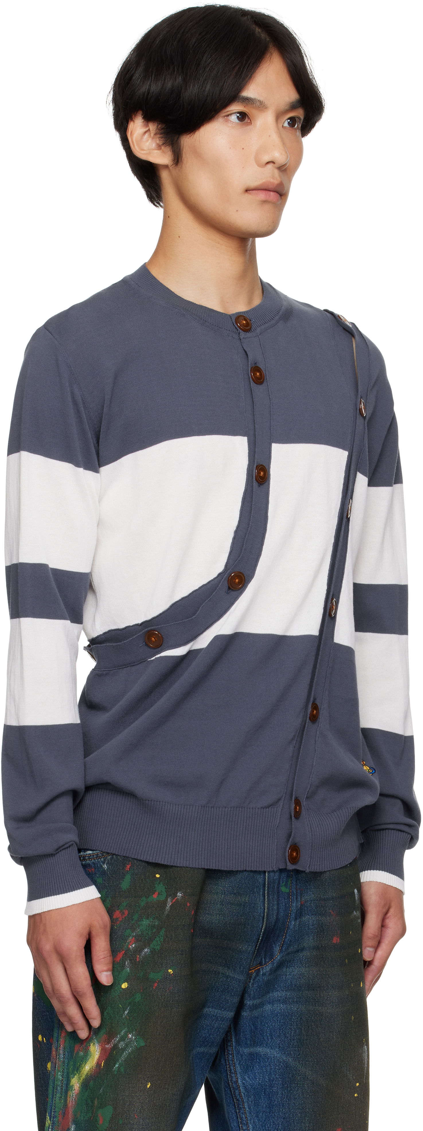 Džemper Vivienne Westwood Vivienne Westwood Ollie Striped Cardigan Tamnoplava | 2701002H-Y003F-, 1