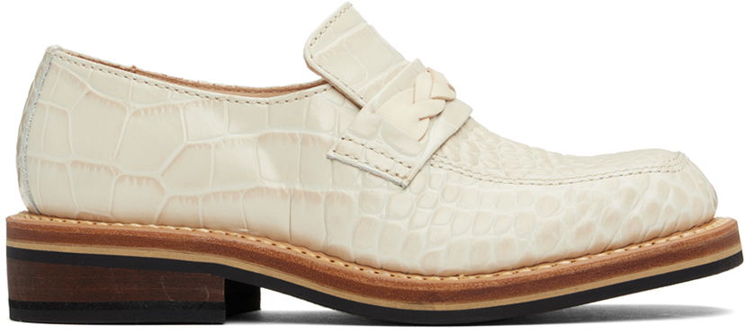 Tenisice i cipele OUR LEGACY Nakano Braided Croc-Embossed Loafers Bijela | A4247NVC