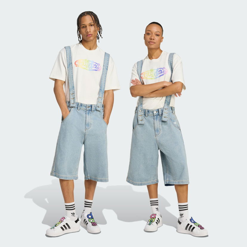 Kratke hlače adidas Performance Jeremy Scott Pride Denim Overalls Plava | JY2022
