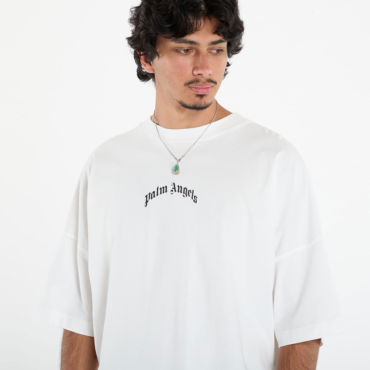 Majica kratkih rukava Palm Angels Palm Angels Back Curved Logo Over Tee Bijela | PMAA10BF25JER0010310, 1