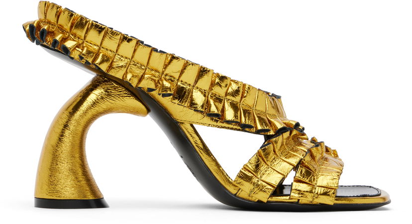 Dodaci Dries Van Noten Dries Van Noten Ruffled Heeled Sandals Metalik | WS251-1566-207