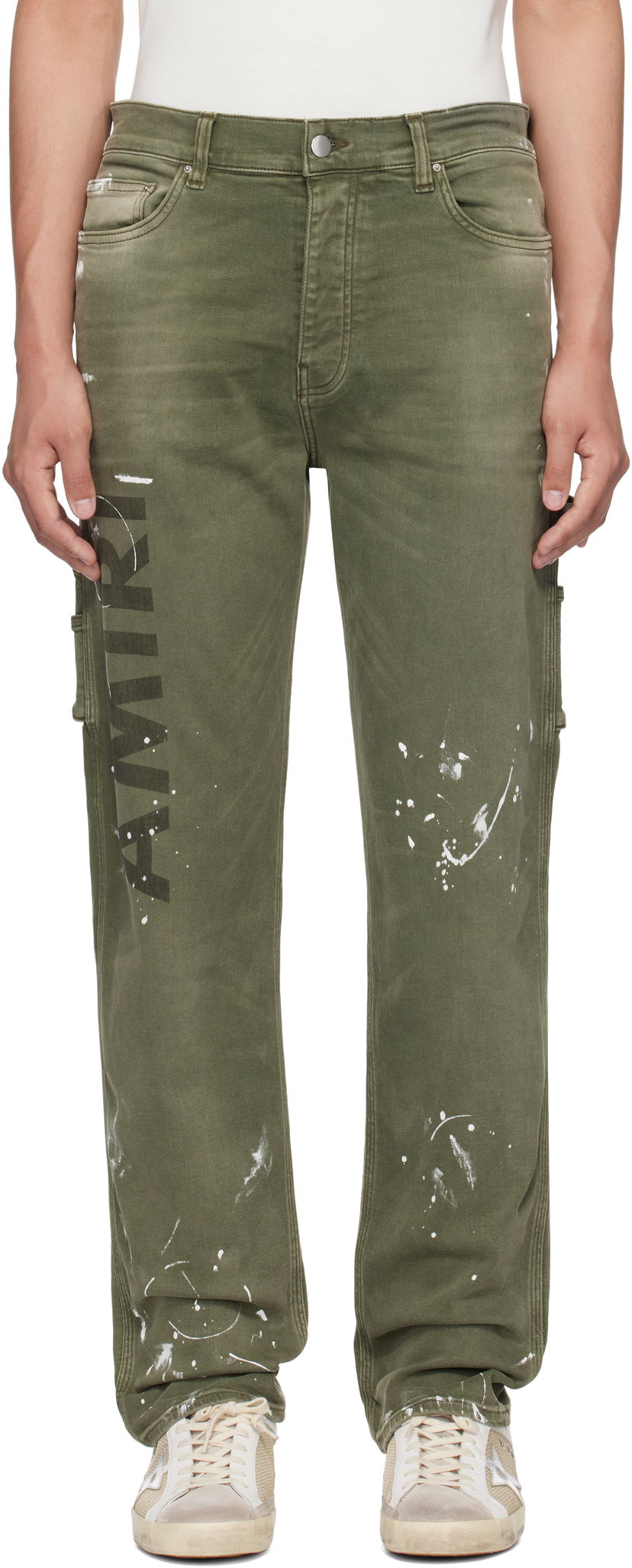 Jeans AMIRI AMIRI Army Logo Painted Slim Workman Jeans Zelena | AMDNSM1018