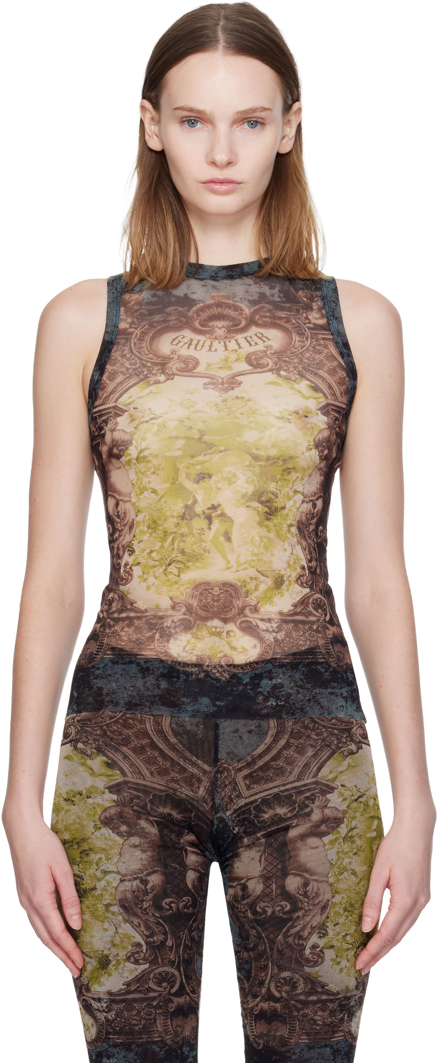 Majica bez rukava Jean Paul Gaultier 'The Médaillon' Baroque Mesh Tank Top Višebojno | 25/04-W-TO304-M006P-005740, 0