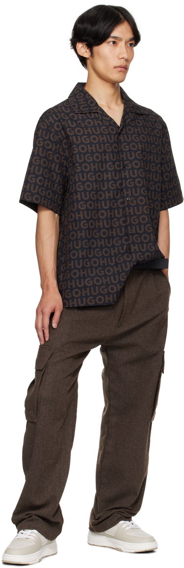 Košulja BOSS Oversized-Fit Printed Cotton Poplin Shirt Zelena | 50545377, 4