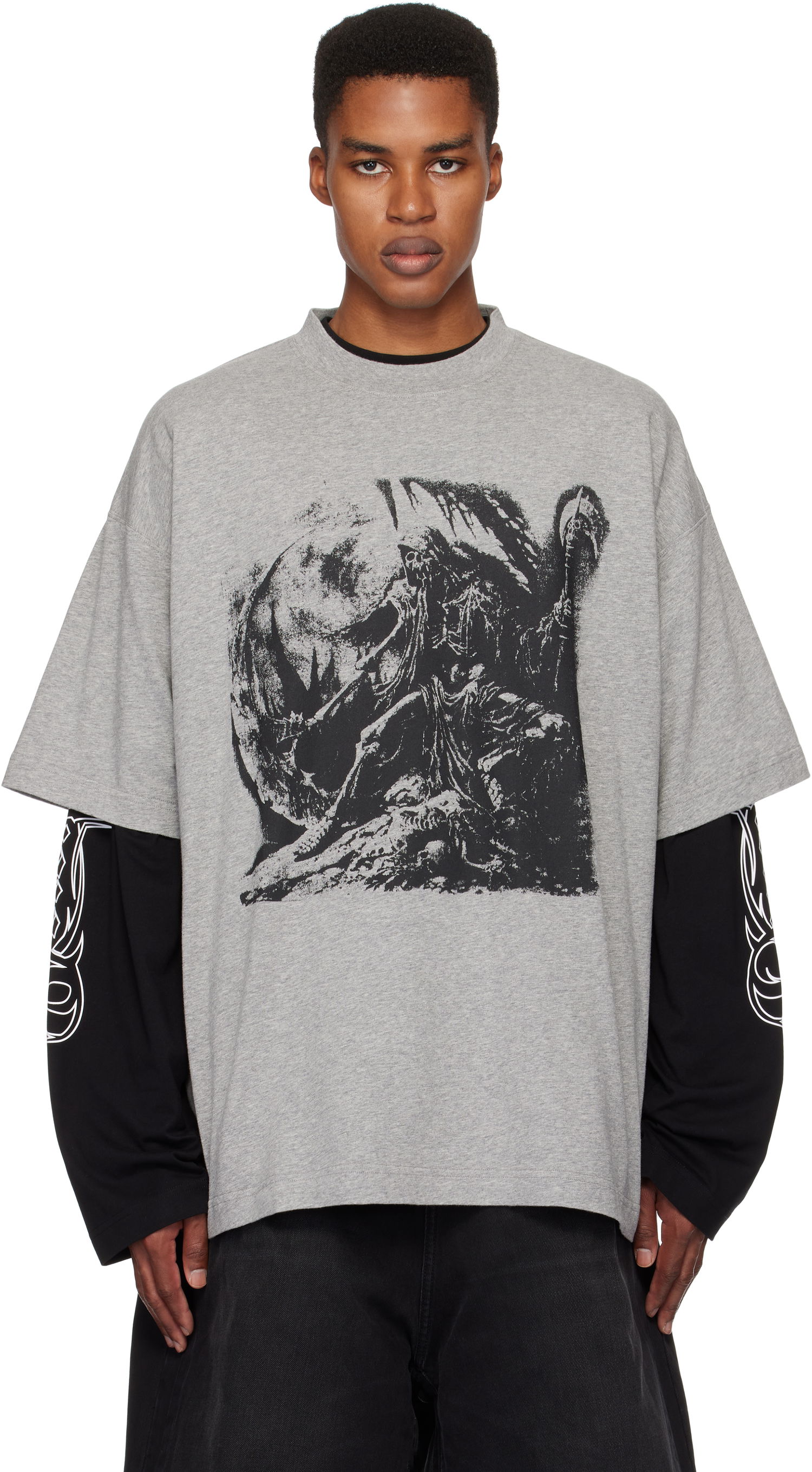 Majica kratkih rukava VETEMENTS Oversized Graphic T-Shirt Siva | UA66TR645G, 0