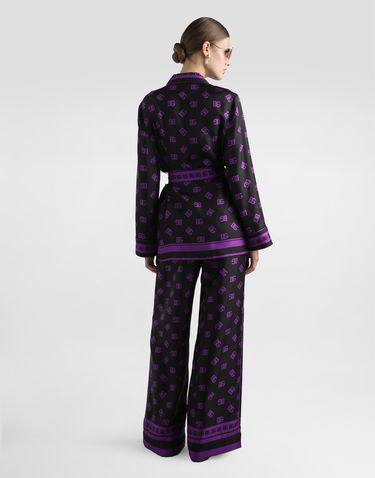Hlače Dolce & Gabbana Dolce & Gabbana Silk Vanity Pants with DG Logo Print Crna | FTAMPTHI1Z7HN9BP, 2