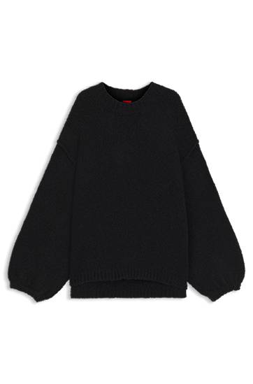 Džemper BOSS Oversized-fit knitted sweater with puff sleeves Crna | 50548252
