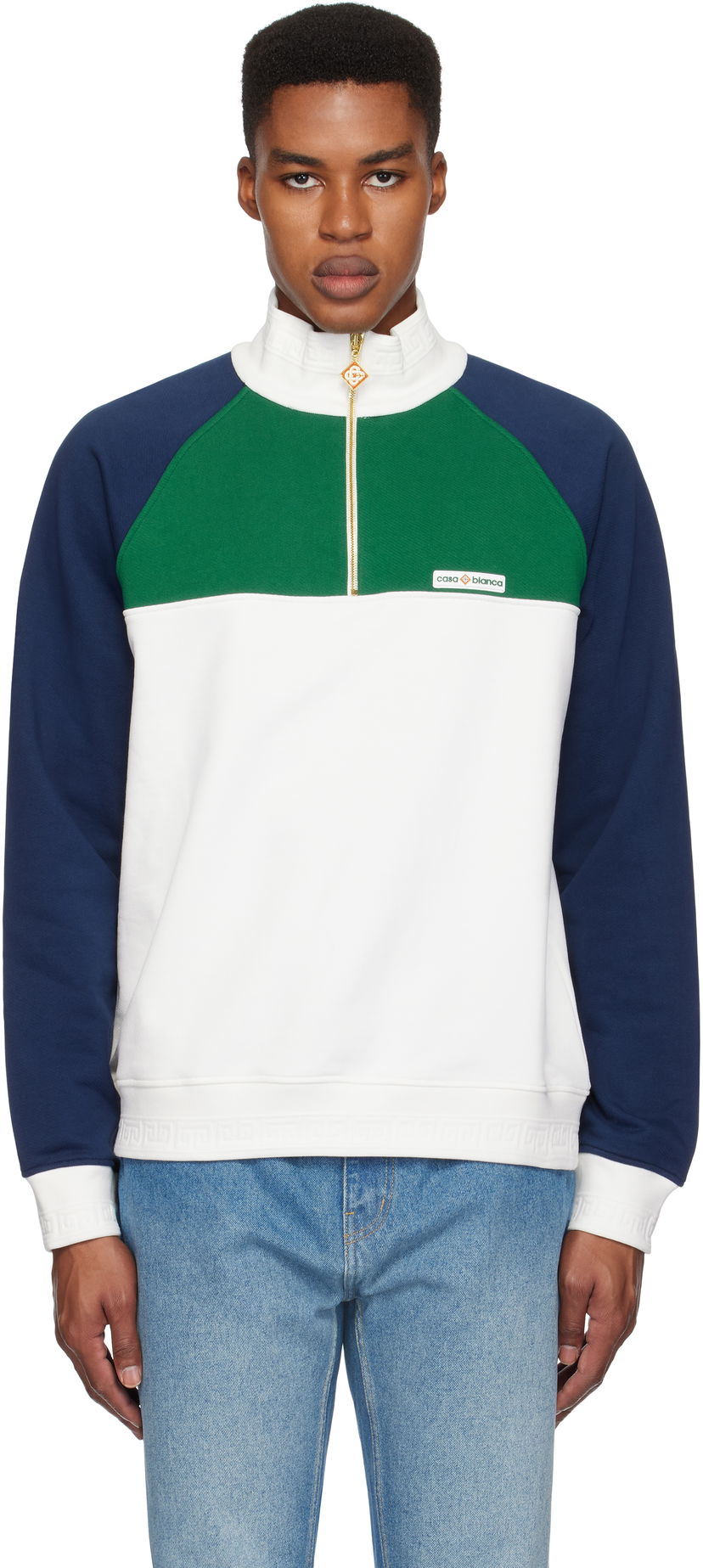 Dukserice Casablanca Quarter Zip Colorblock Sweatshirt Bijela | MF24-JTP-288-01