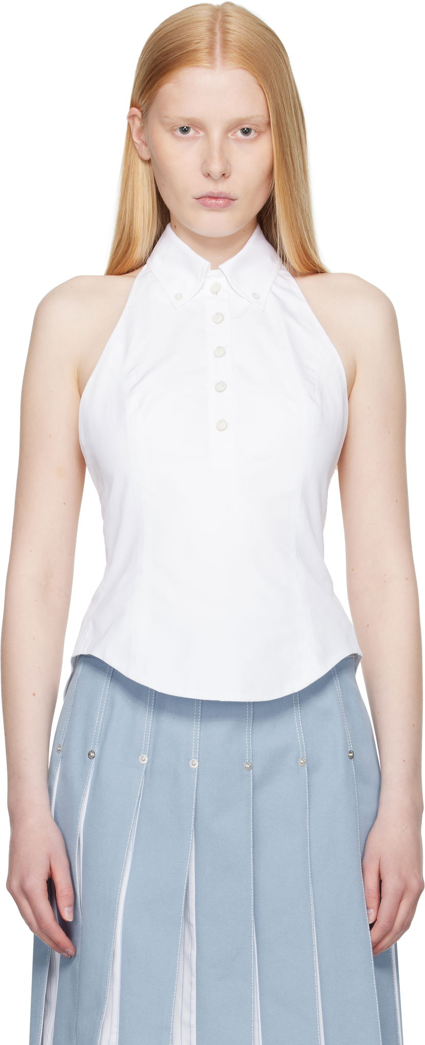 Majica bez rukava Thom Browne Thom Browne Halter Top Bijela | FLL201A-03113