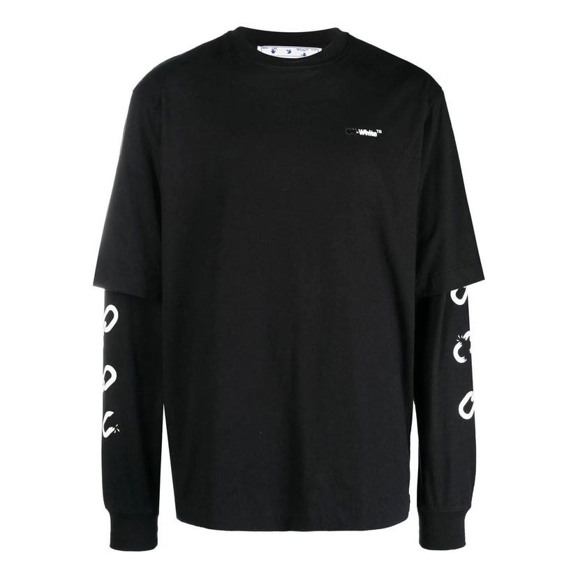 Majica kratkih rukava Off-White Off-White Layered Long Sleeve T-Shirt Crna | OMAB068F22JER0031001