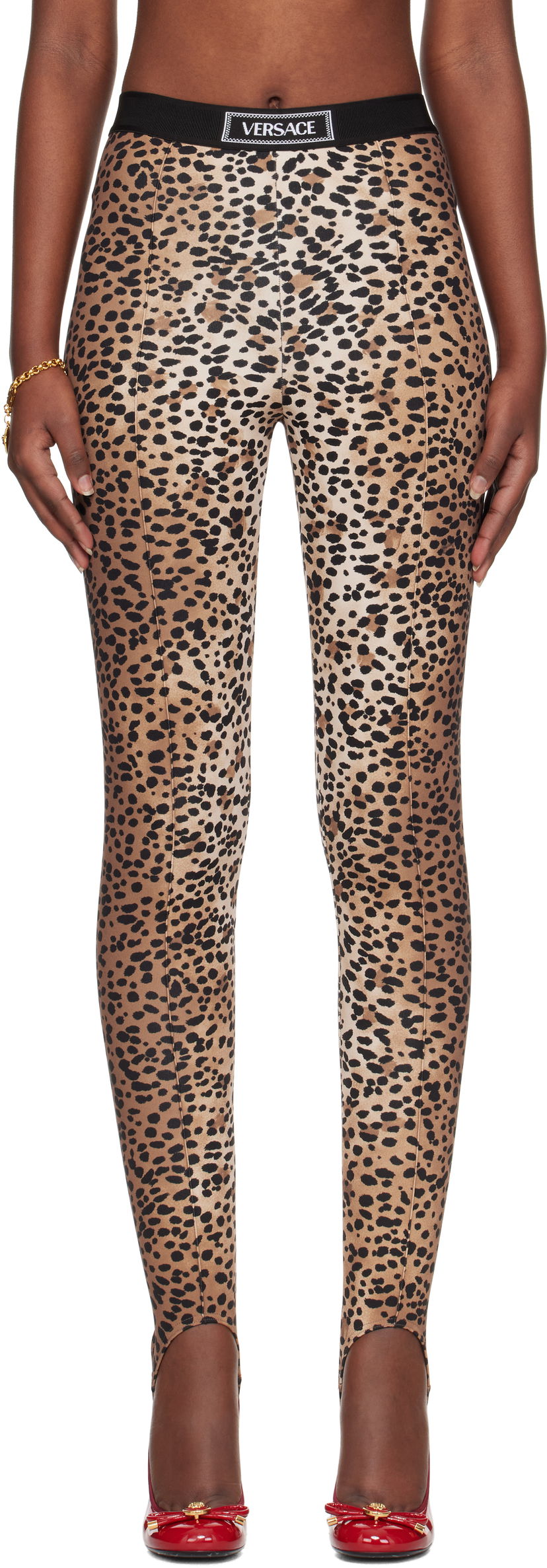 Tajice Versace Versace Leopard Print Stirrup Leggings Smeđa | 1015879_1A13676_5N540