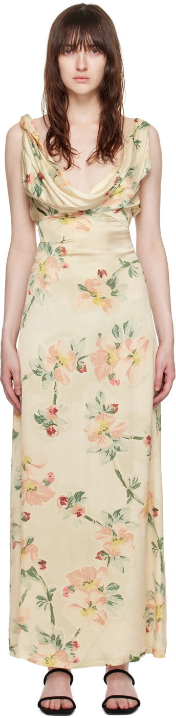 Haljina TOTEME TOTEME Women's Floral Print Twist Maxi Dress Bež | 243-WRD1924-FB0220