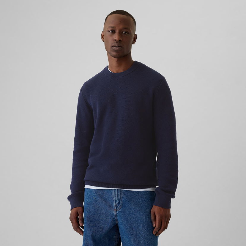 Džemper GAP Sweater Crew Texture Navy Uniform L Plava | 521720-03