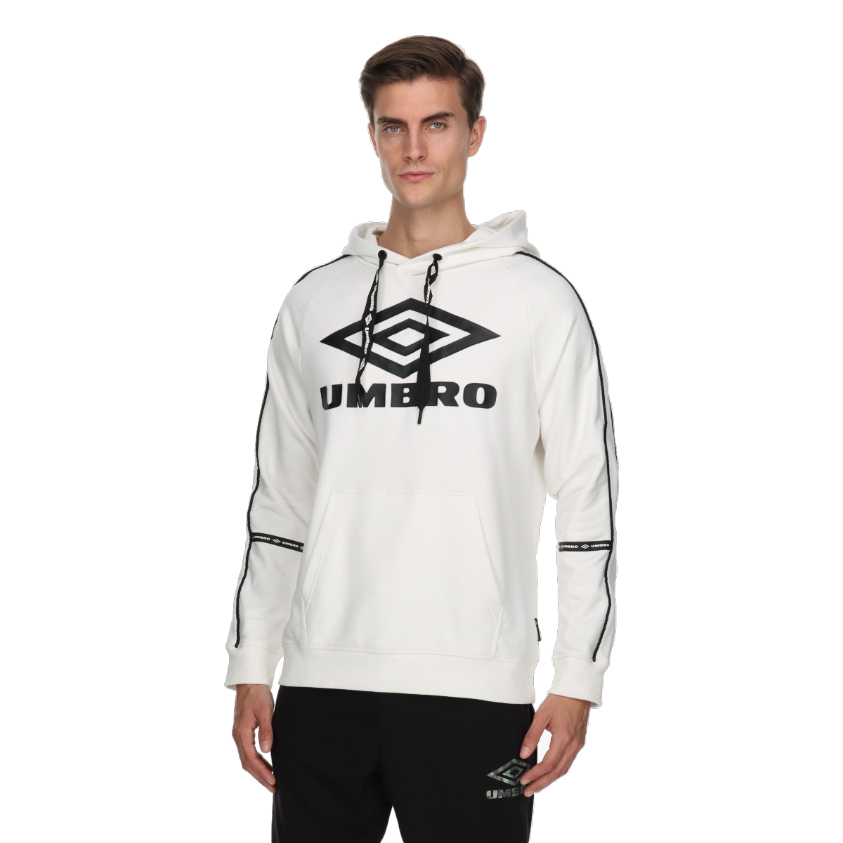 Dukserice Umbro Retro Hoodie with Logo and Sleeve Taping Bijela | UMA231M605-11, 0