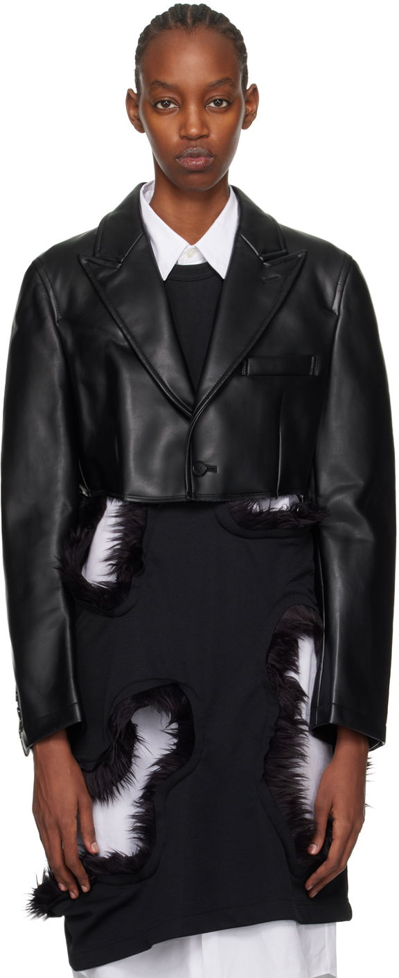 Jakna Comme des Garçons Faux-Leather Padded Cropped Jacket Crna | PL-J055-051