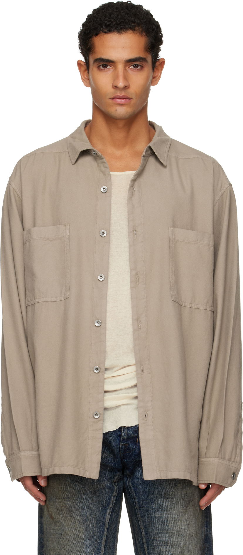 Košulja Rick Owens DRKSHDW Concordians Jumbo Button-Up Shirt Bež | DU02E7299 CFL