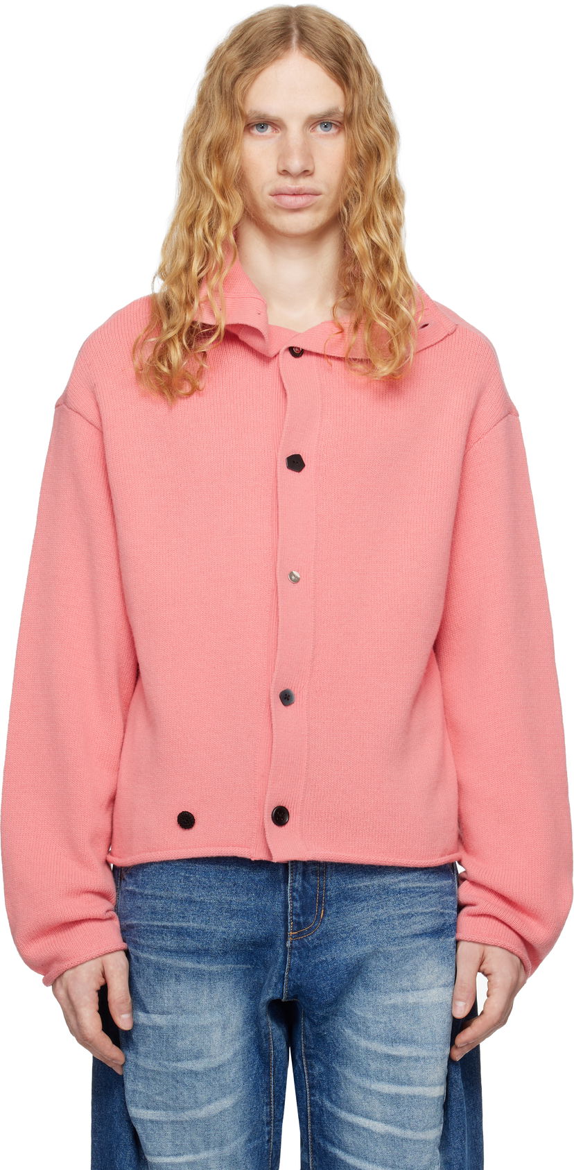 Džemper ADER ERROR Mock Neck Button Cardigan Ružičasta | BN01FWKT0703PK