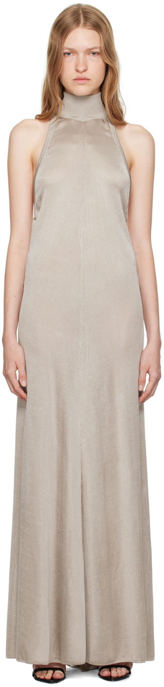 Haljina Tom Ford Halterneck Knit Maxi Dress Smeđa | ACK534-YAX770