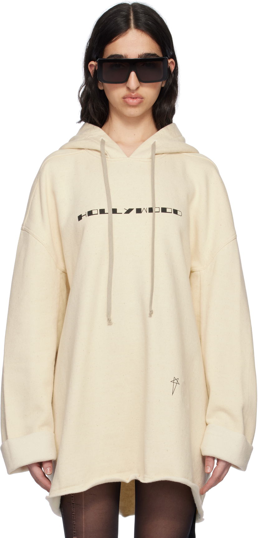 Dukserice Rick Owens Rick Owens DRKSHDW Hollywood Peter Hoodie Bež | DS01E3231 FNEP5P