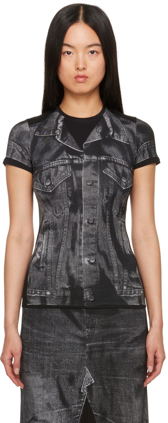 Majica kratkih rukava Jean Paul Gaultier Trompe L'œil Print Fitted T-Shirt Crna | 23/15-U-TS063-J530-0002