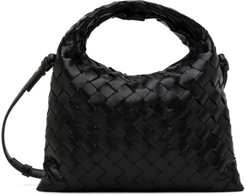 Ručna torbica Bottega Veneta Mini Intrecciato Leather Shoulder Bag Crna | 777586 V3IV1