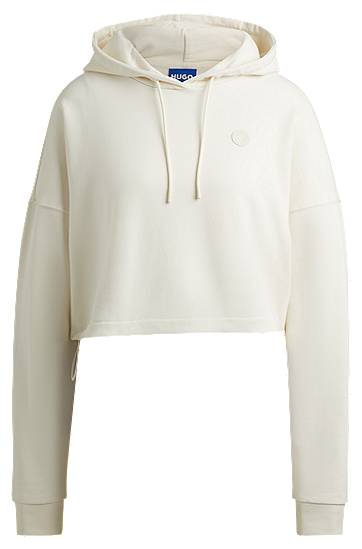 Džemper BOSS HUGO Cropped Cotton-Terry Hoodie Bijela | 50520122