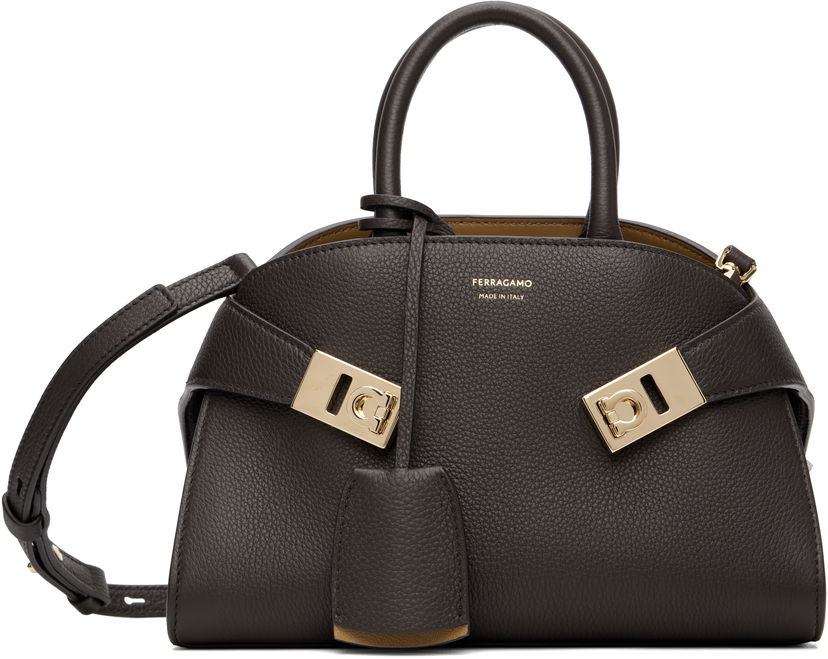 Ručna torbica FERRAGAMO Ferragamo Mini Hug Bicolor Top Handle Bag Smeđa | 778490