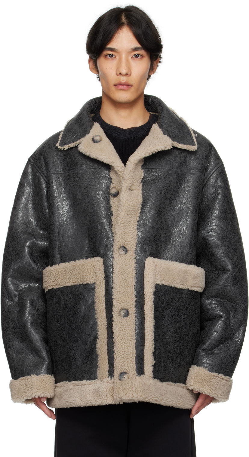 Jakna Maison Margiela MM6 Maison Margiela Crackled Reversible Shearling Jacket Crna | SH0AM0063 M07010