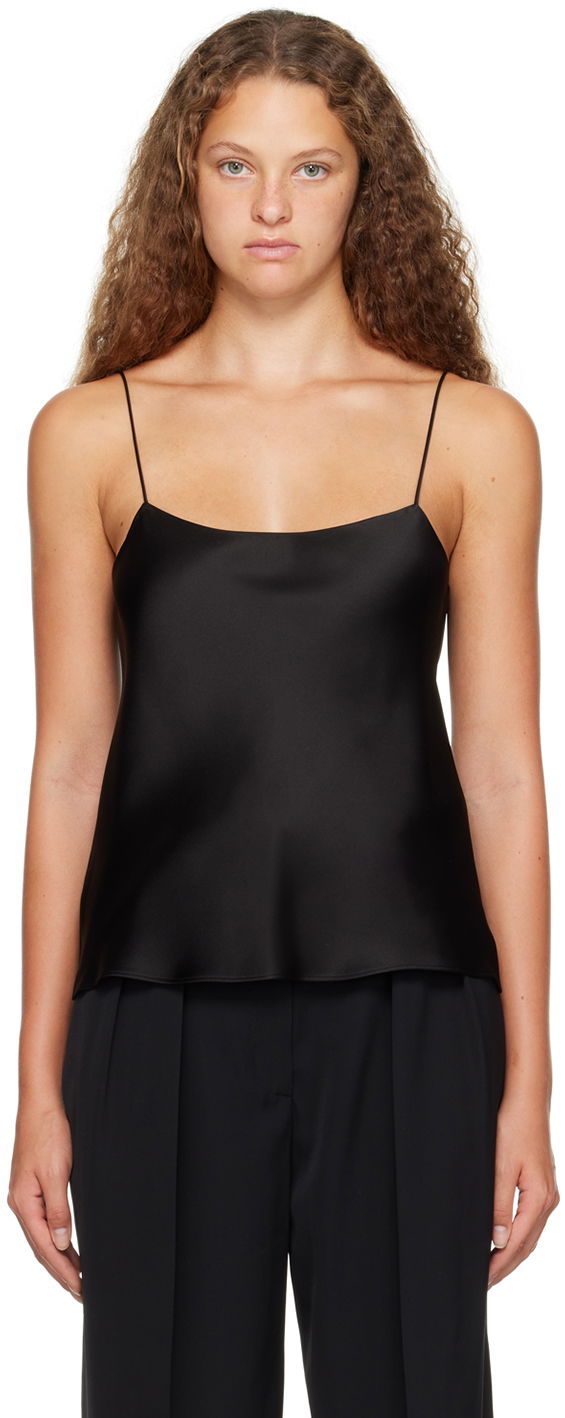 Majica bez rukava The Row Silk Satin Camisole Crna | W151-W441