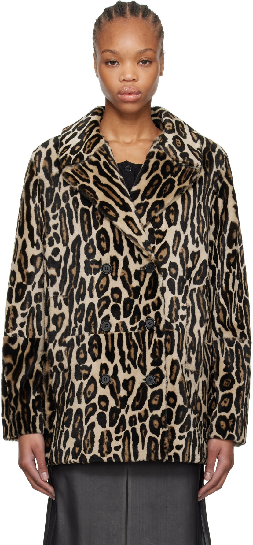 Kaputi RE/DONE Re/Done Leopard Print Shearling Peacoat Bež | 817-06WLEOPCT