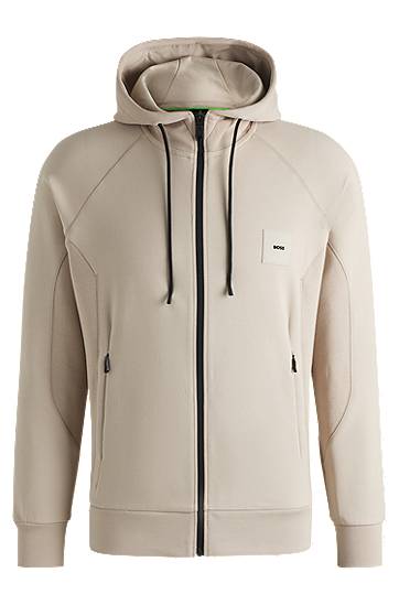 Dukserice BOSS BOSS Cotton Blend Zip-Up Hoodie Bež | 50537204