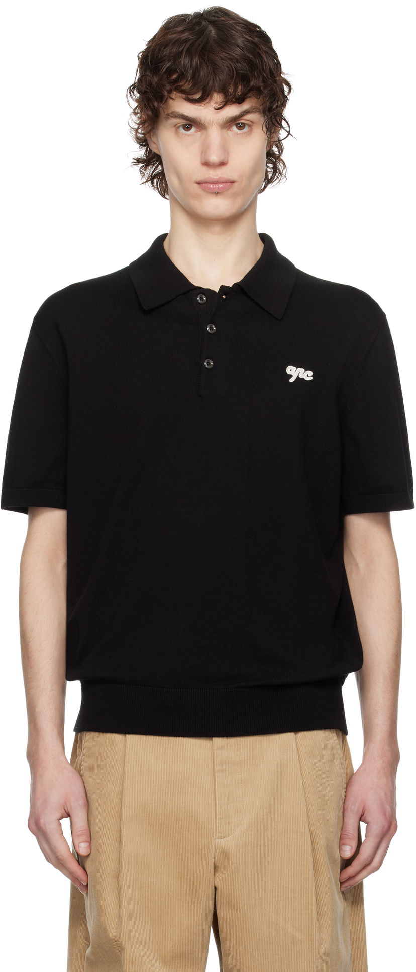 Polo majica A.P.C. A.P.C. Gregorio Knit Polo Crna | COGDK-H23393