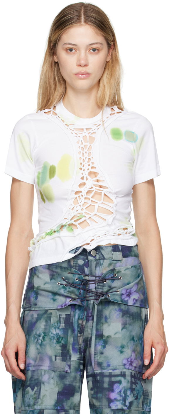 Majica kratkih rukava Collina Strada Collina Strada Tosh Crocheted T-Shirt Bijela | XX3378
