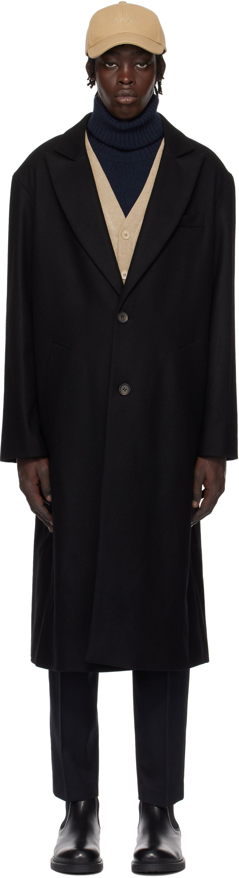Kaputi A.P.C. Oversized Wool Coat Crna | WOAJS-H01543