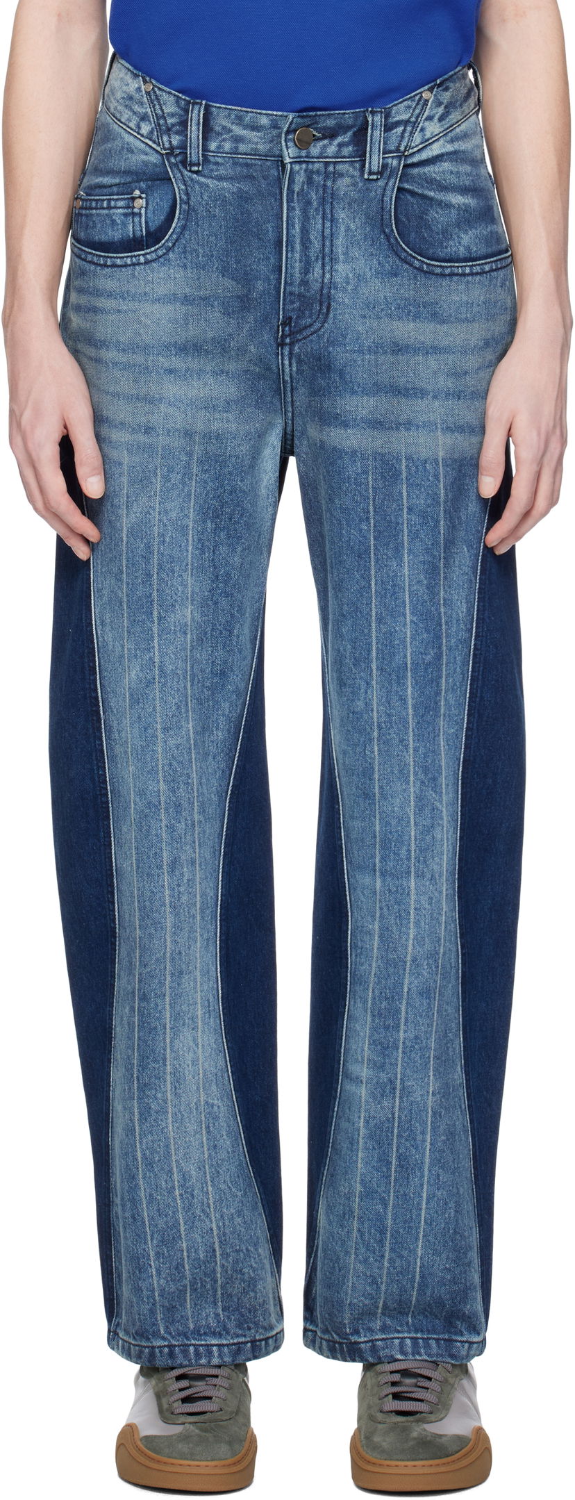 Jeans ADER ERROR ADER error Two-Tone Pinstriped Jeans Plava | BO01SSJE0104BL