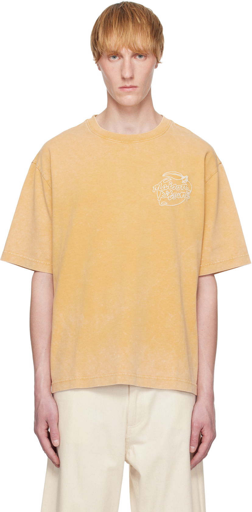 Majica kratkih rukava MAISON KITSUNÉ Maison Kitsuné Lemonade Chest Embroidery T-Shirt Žuta | OM00115KJ0119