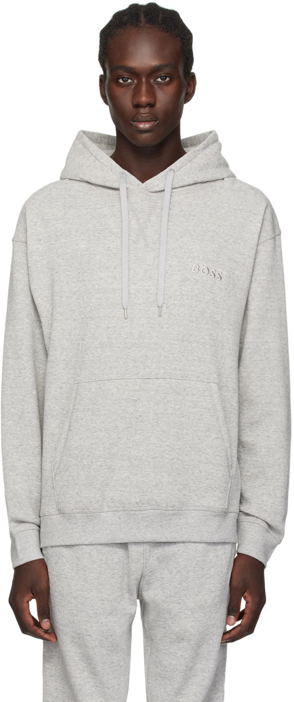 Dukserice BOSS Embroidered Hoodie Siva | 50511069