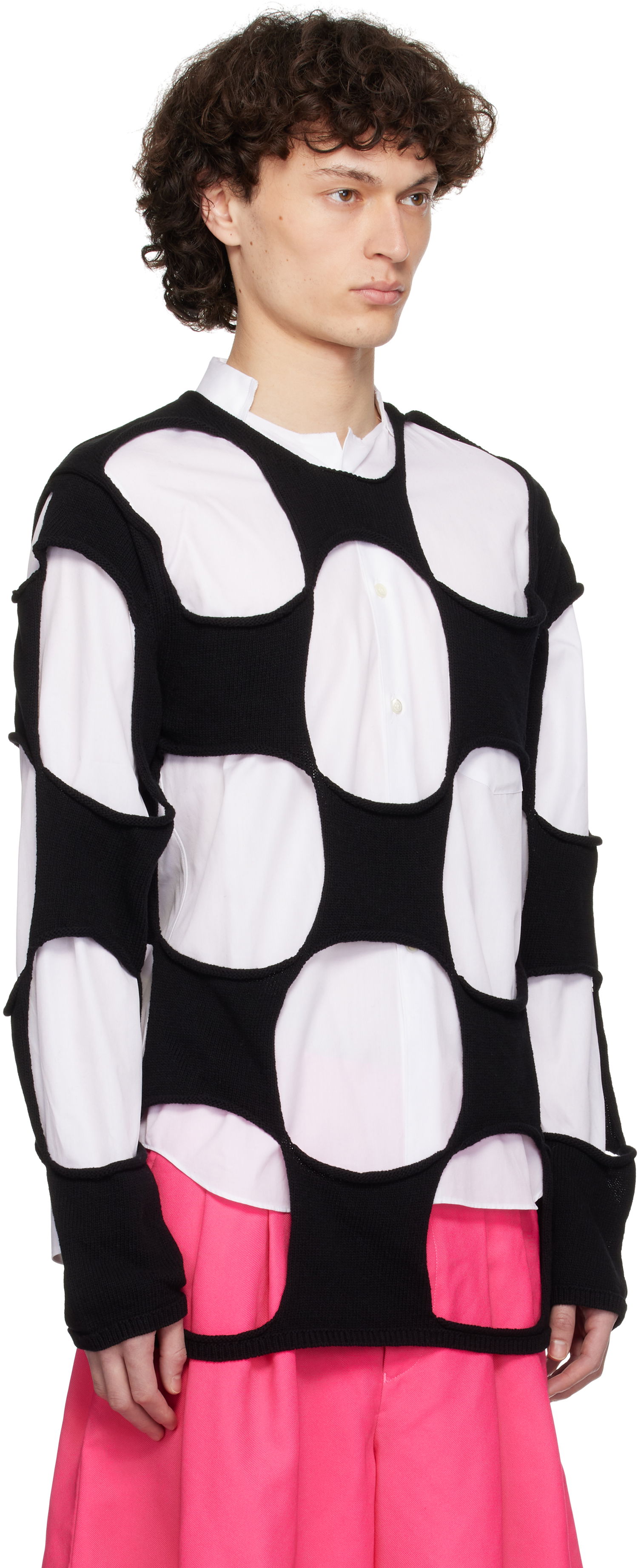 Džemper Comme des Garçons Homme Plus Cotton Code Intarsia B Pattern Crewneck Sweater Crna | PO-N012-051, 1