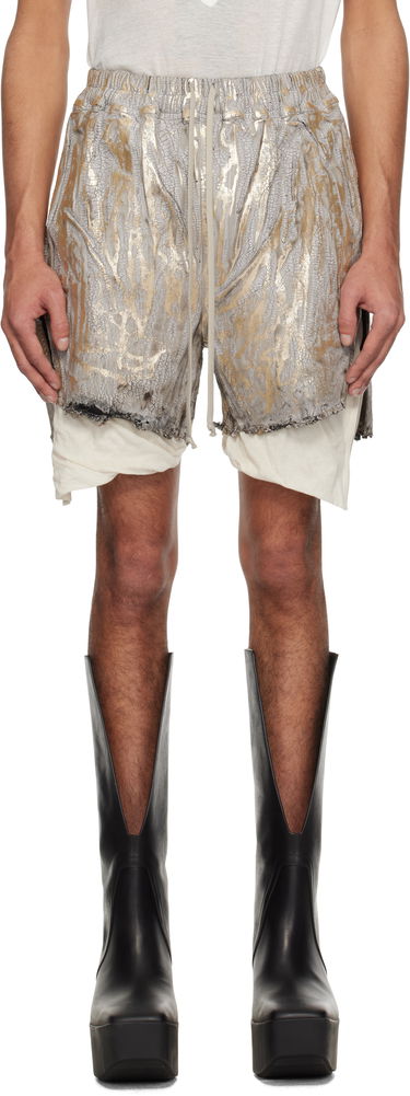 Kratke hlače Rick Owens Rick Owens Hollywood Boxers Cracked Metallic Drawstring Shorts Metalik | RR01E5306 SGMC, 0