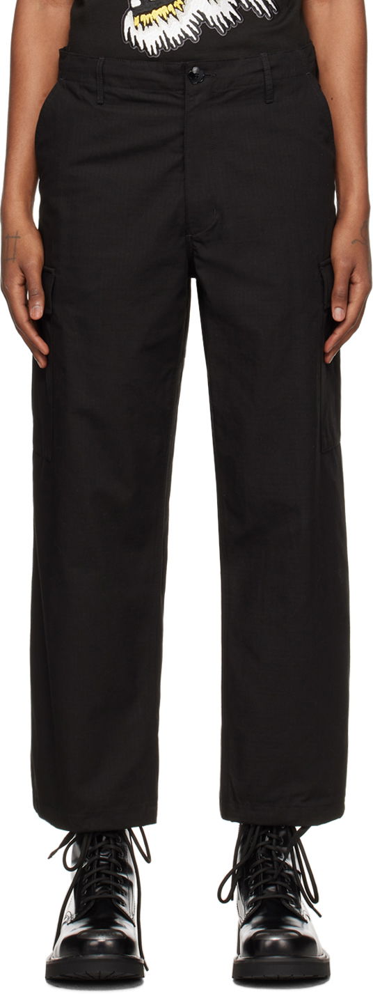 Cargo hlače KENZO Paris Drawstring Cargo Pants Crna | FE55PA2429DL