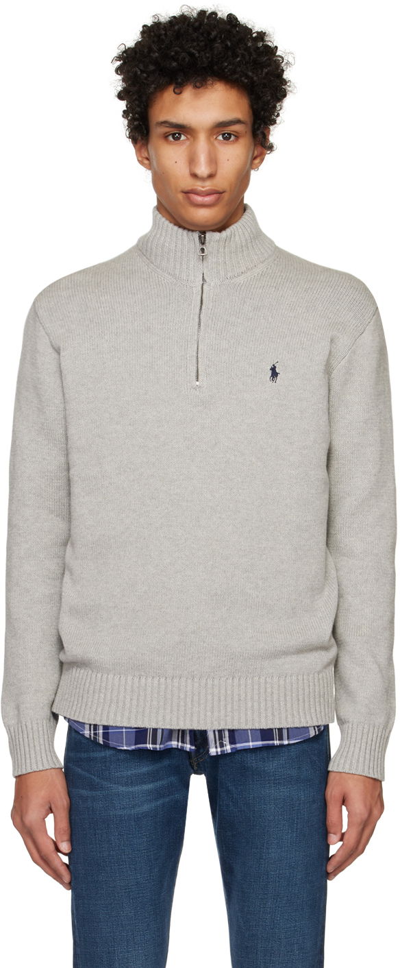 Džemper Polo by Ralph Lauren Half-Zip Ribbed Sweater Siva | 710859939001, 0