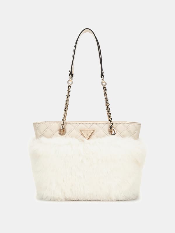 Tote bag GUESS Faux Fur Shopper Bag Bež | HWQF9352220