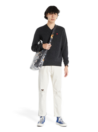 Džemper Comme des Garçons PLAY Pullover Knit Crna | AZN078 Dark Grey Heather
