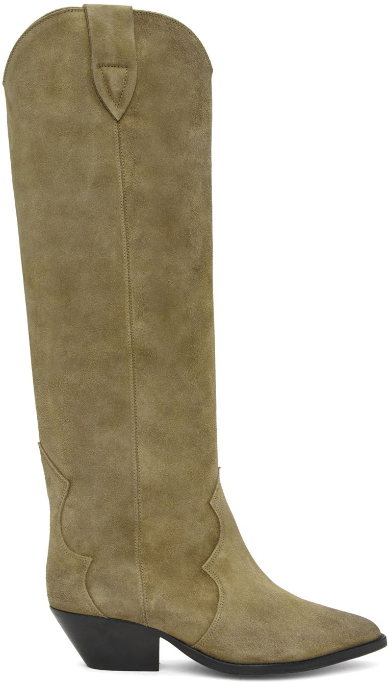 Odjeća ISABEL MARANT Isabel Marant Denvee Suede Tall Boots Zelena | 00MBT0072-00M015S